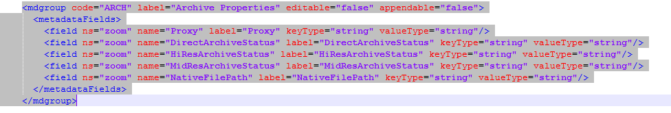 ARCH metadata example