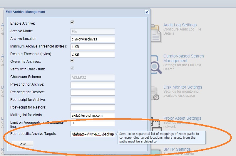 Path-specific archive targets